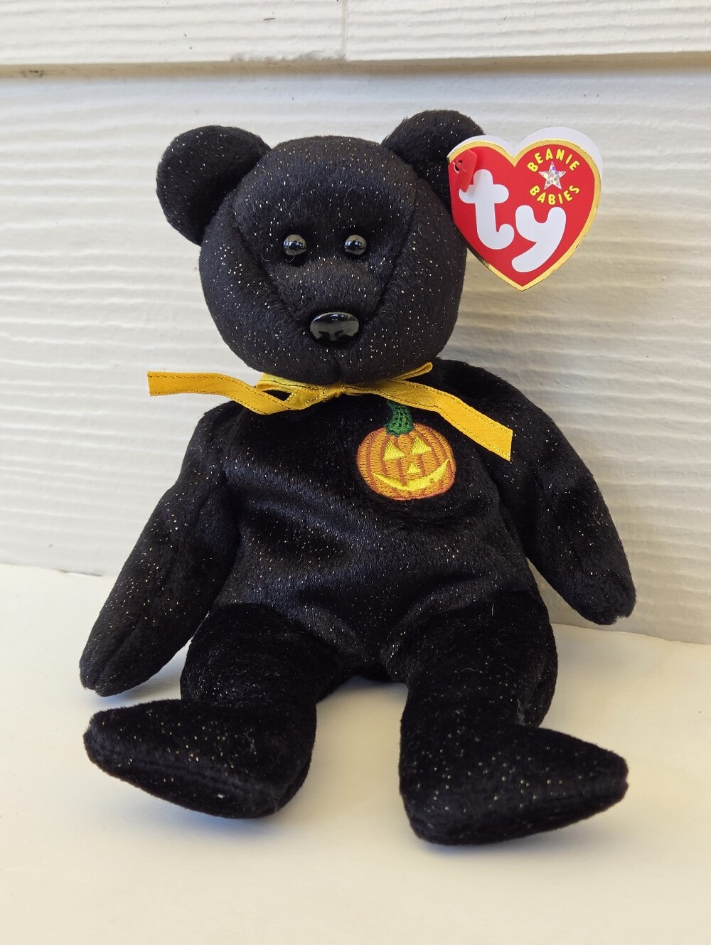 Ty Halloween Beanie Baby Named “HAUNT”-Black w/ Sparkles & Pumpkin, NWT  3/$15